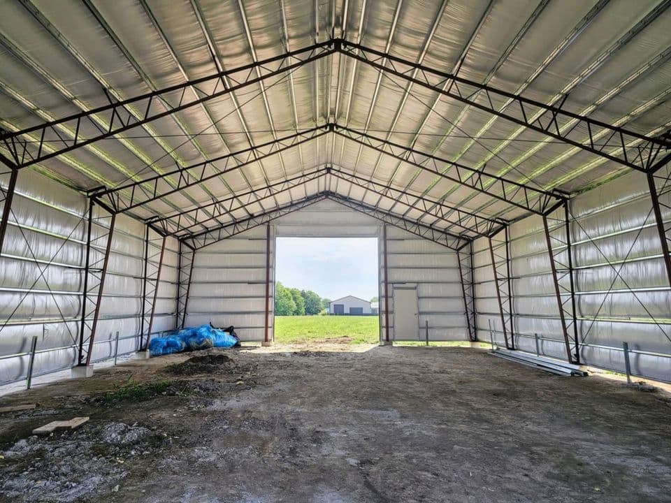 Agricultural barn angled view