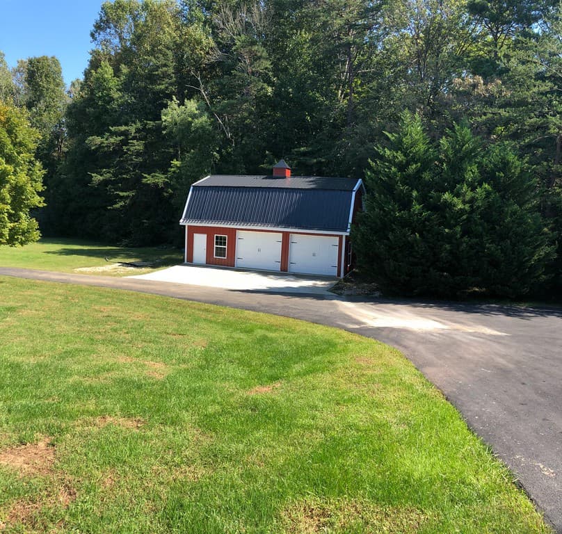 Gambrel-roof garage side view
