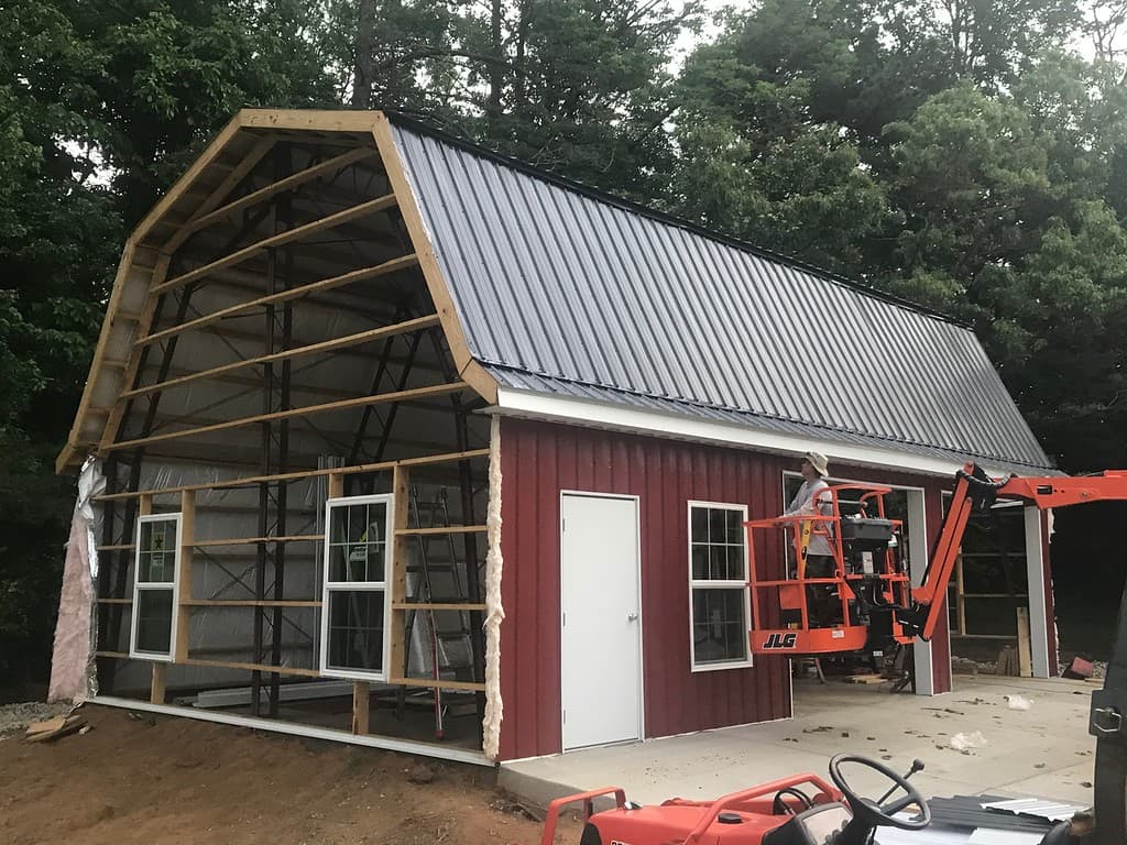 Gambrel-roof garage rear