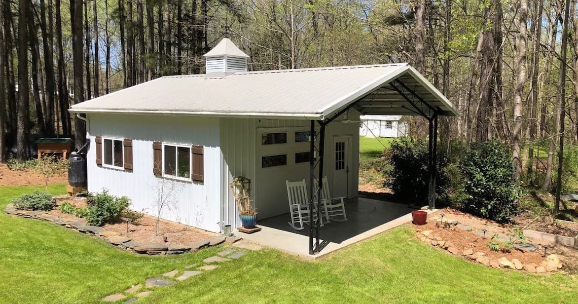 Custom steel garage and workshop building